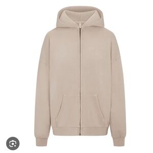 SKIMS NWT Vintage Fleece Zip Up Hoodie in Stone Sz L